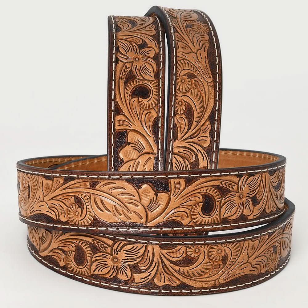 BAR H EQUINE Western Genuine Leather Men And Women Belt Floral