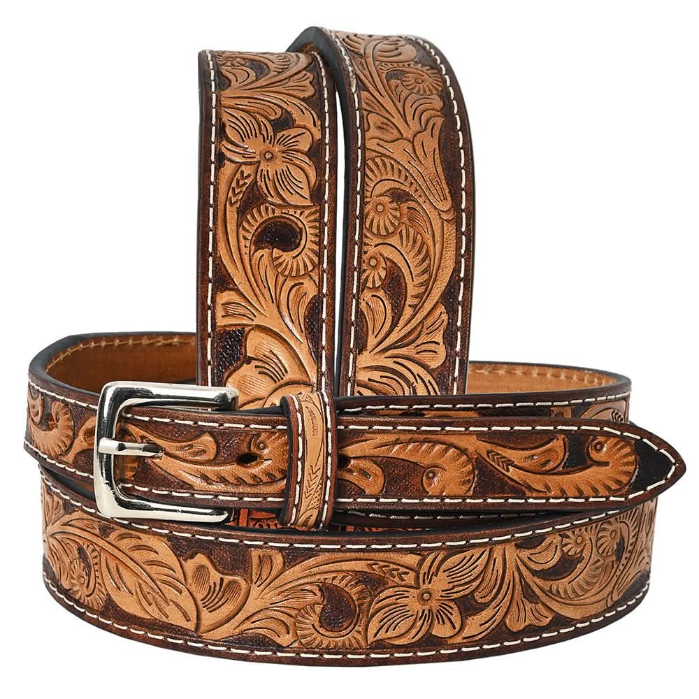 BAR H EQUINE Western Genuine Leather Men And Women Belt Floral