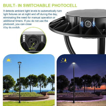 150W Hard Wire LED Post Top UFO Light 21,000LM, ETL Listed LED Post Lights with Photocell 5000K, IP65