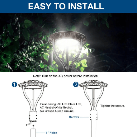 150W Hard Wire LED Post Top UFO Light 21,000LM, ETL Listed LED Post Lights with Photocell 5000K, IP65