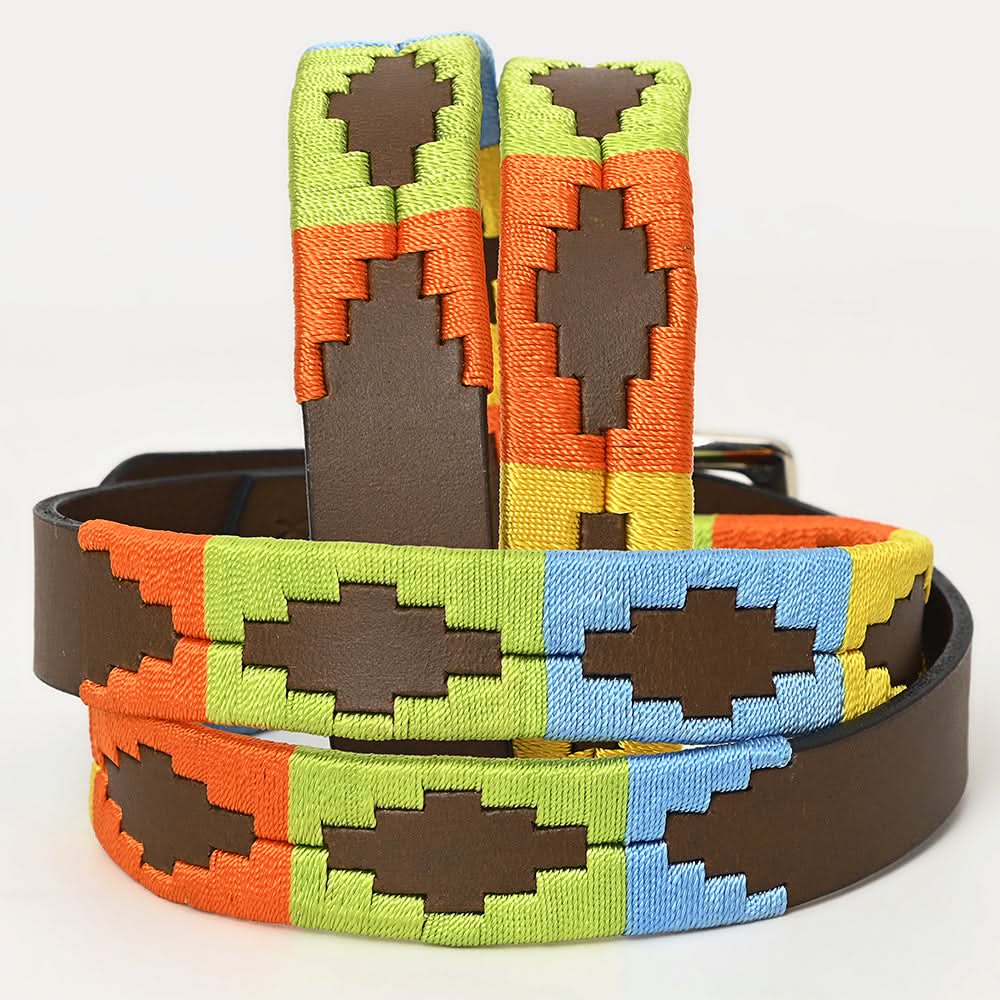 BAR H EQUINE Western Genuine Leather Men And Women Brown Belt Embroidered