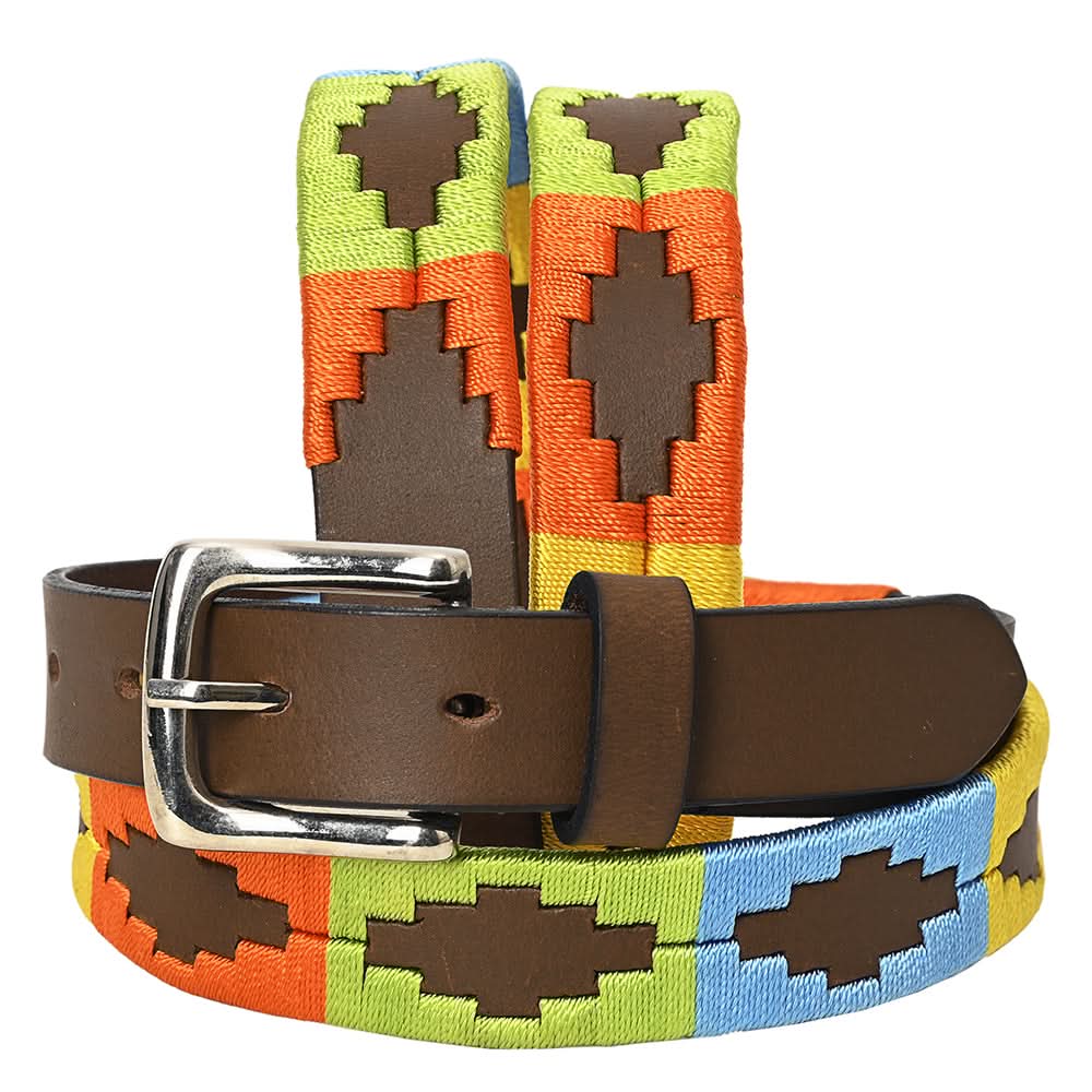 BAR H EQUINE Western Genuine Leather Men And Women Brown Belt Embroidered