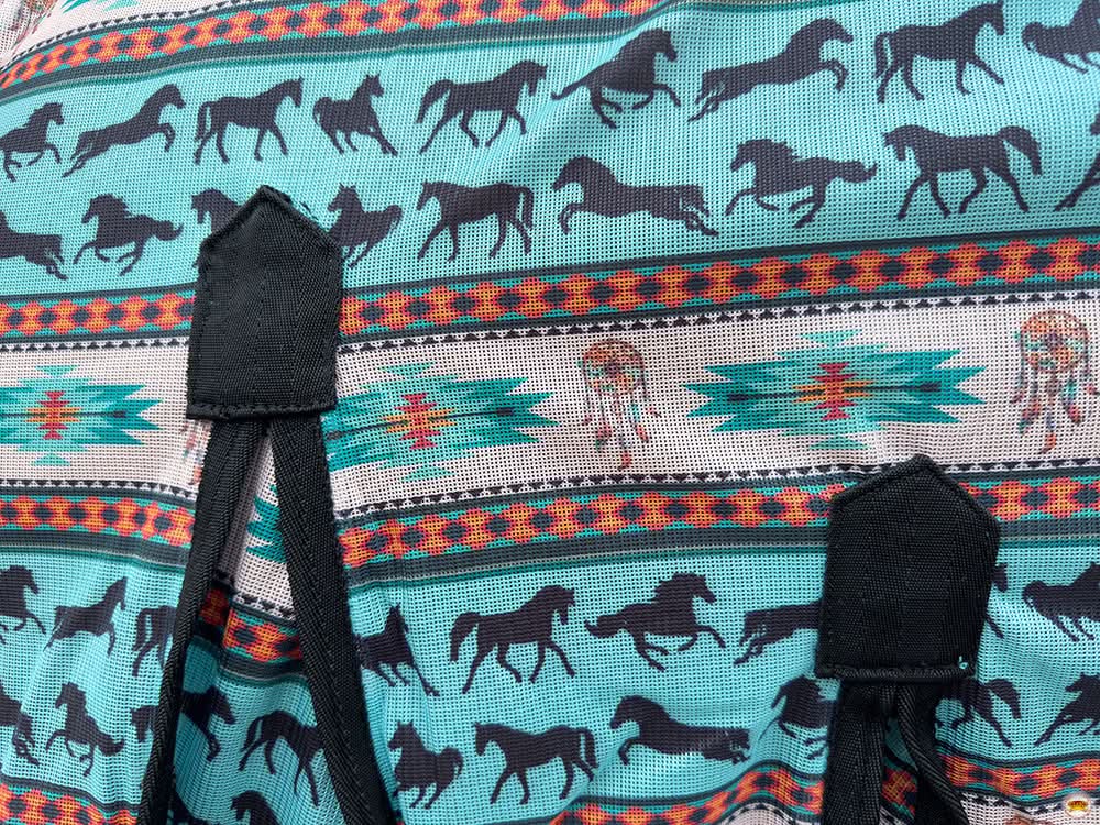 69 In - 84 In Hilason Horse Fly Sheet Uv Protect Mesh Bug Mosquito Summer White Turquoise