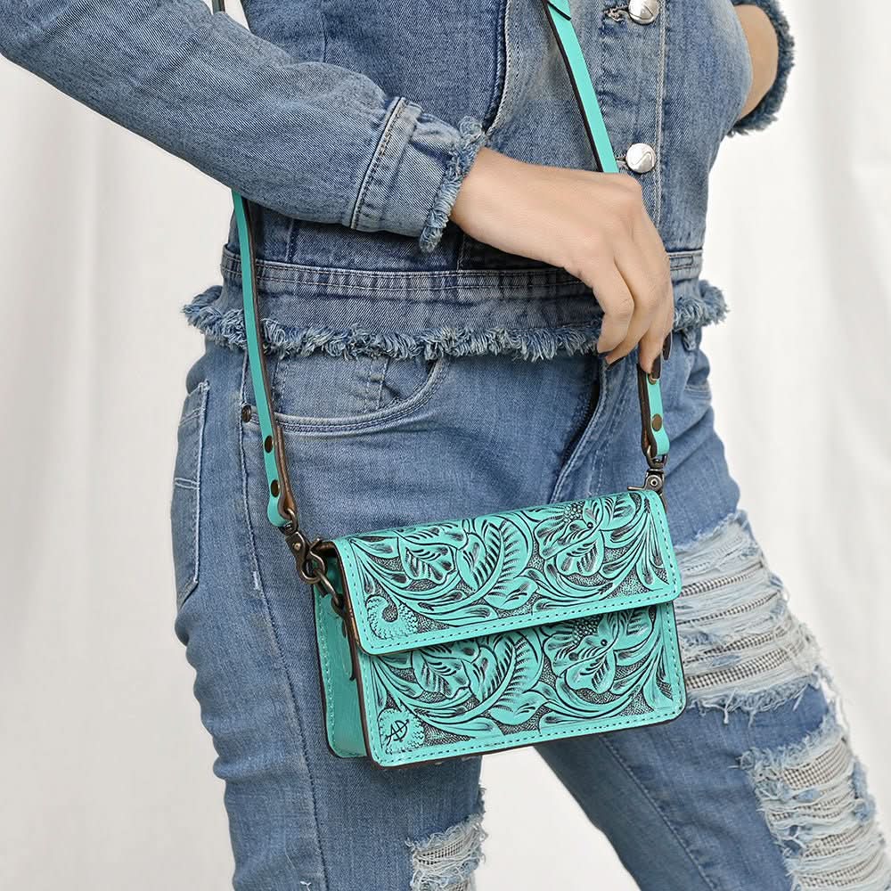 American Darling Small Crossbody Hand Tooled Genuine Leather Women Bag Western Handbag Purse