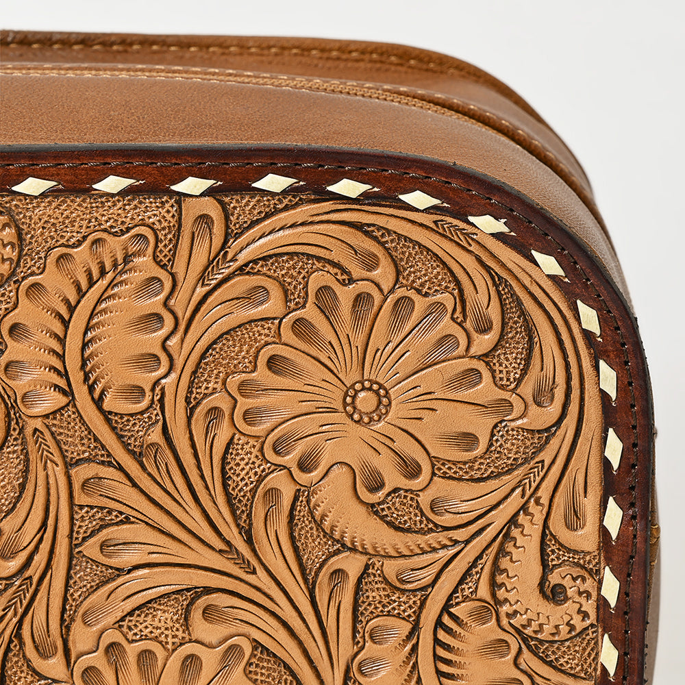 American Darling Adbg1509A Toiletry Hand Tooled Genuine Leather Women Bag Western Handbag Purse