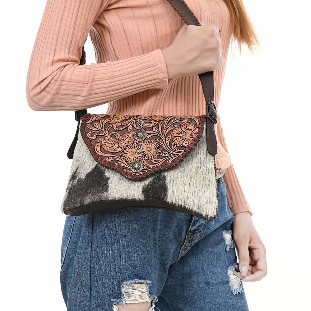American Darling Cross Body I Hand Tooled Hair-On Genuine Leather Women Bag Western Handbag Purse |