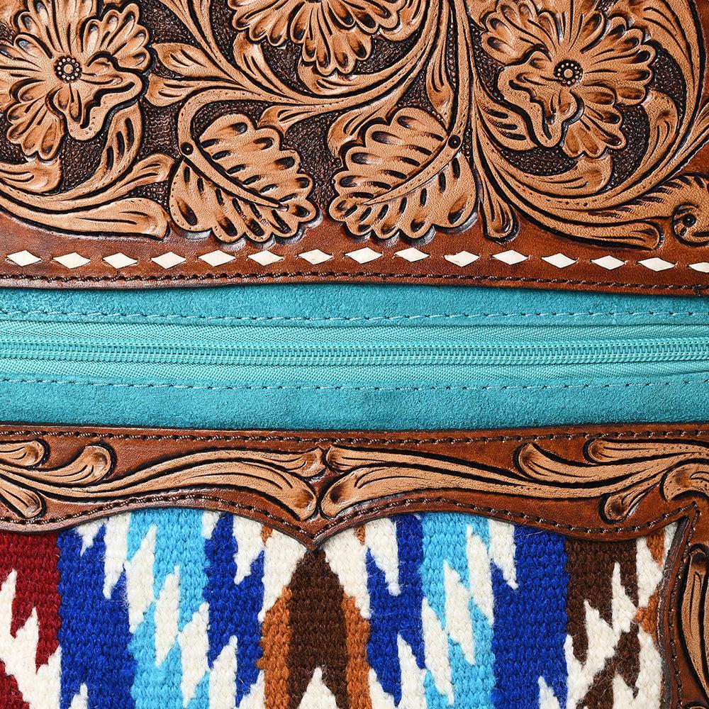 American Darling Adbga581 Backpack Hand Tooled Upcycled Wool Genuine Leather Women Bag Western Handbag Purse