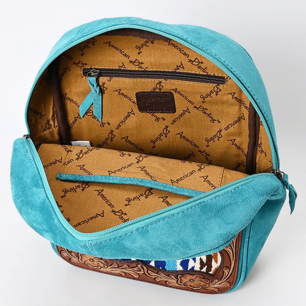 American Darling Adbga581 Backpack Hand Tooled Upcycled Wool Genuine Leather Women Bag Western Handbag Purse