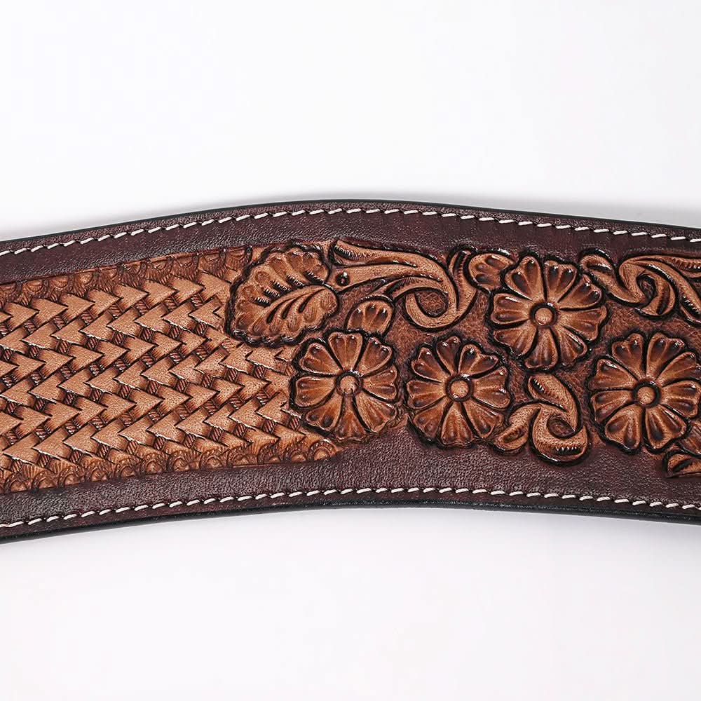 COMFYTACK Western Leather Horse Tripping Breast Collar Brown Floral Carved