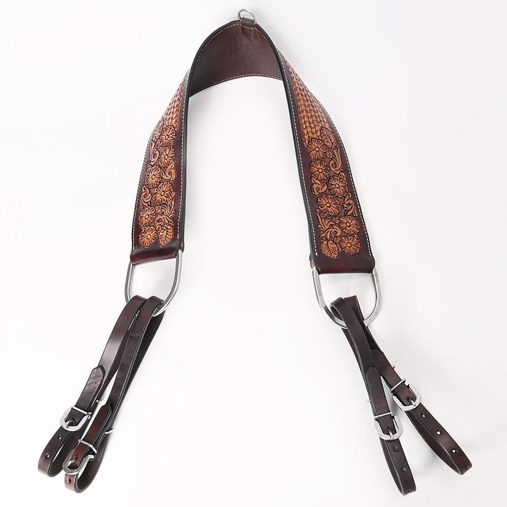 COMFYTACK Western Leather Horse Tripping Breast Collar Brown Floral Carved