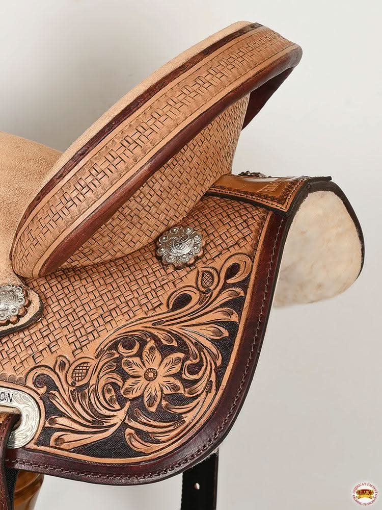 Flex Tree Western Horse Saddle In American Leather Barrel Trail Hilason