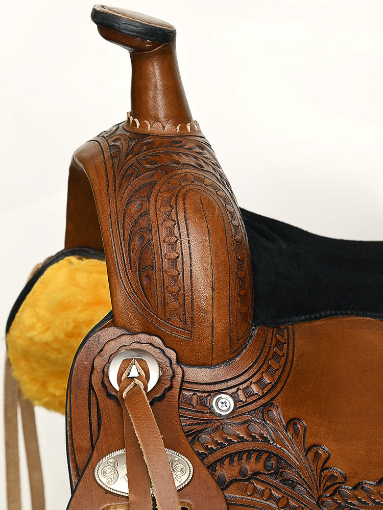 COMFYTACK Horse Barrel Racing Trail Pleasure American Leather Saddle Brown