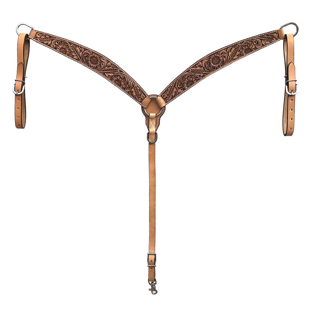 BAR H EQUINE Western Handtooled Leather Horse Headstall & Breast Collar Set