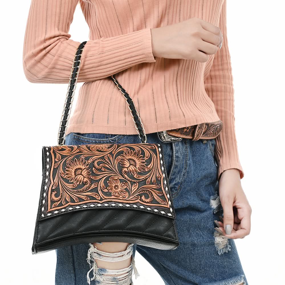 American Darling Crossbody Hand Tooled Genuine Leather Women Bag Western Handbag Purse
