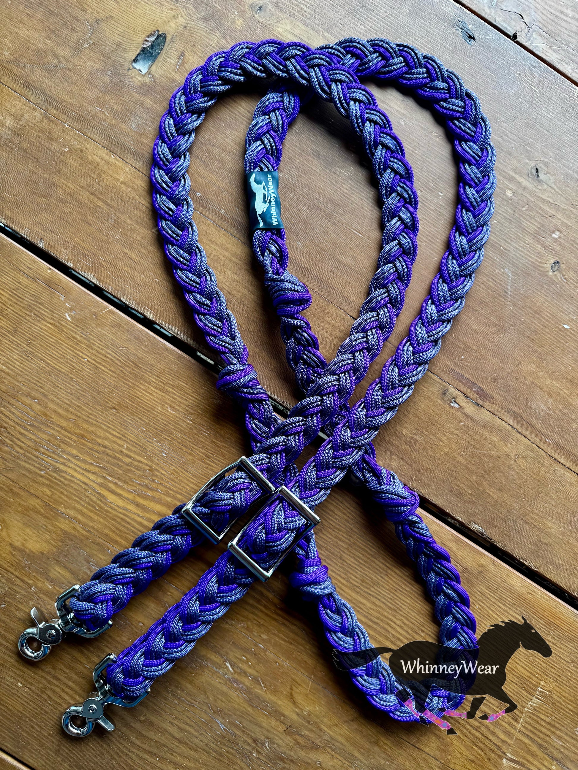 8ft Purple Diamonds Braided Reins