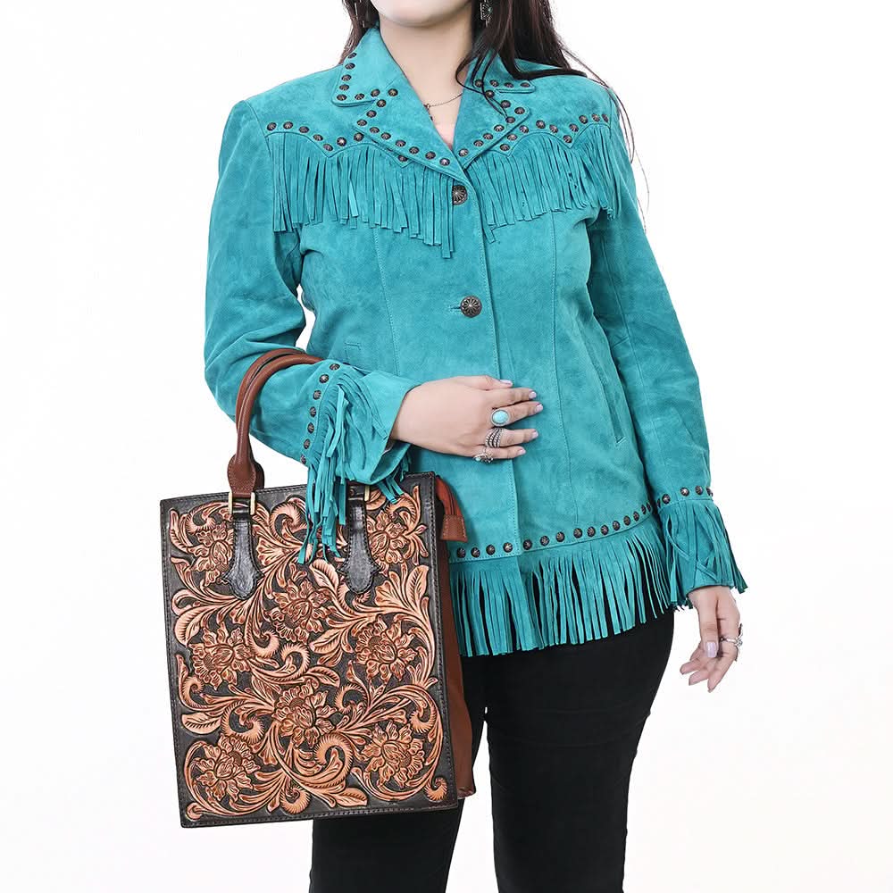 American Darling Hand Tooled Genuine Leather Tote Bag | Western Travel Bags College