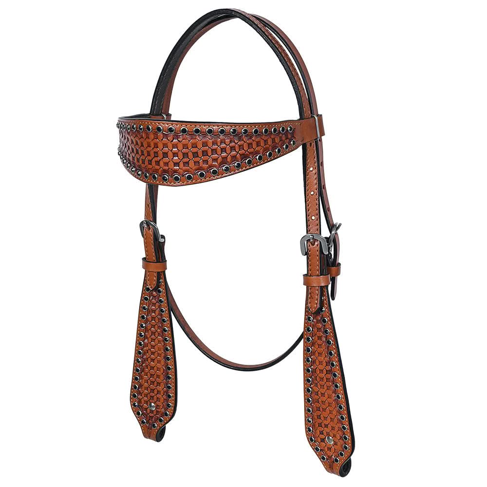 COMFYTACK Western Horse Headstall Breast Collar Set American Leather Tan