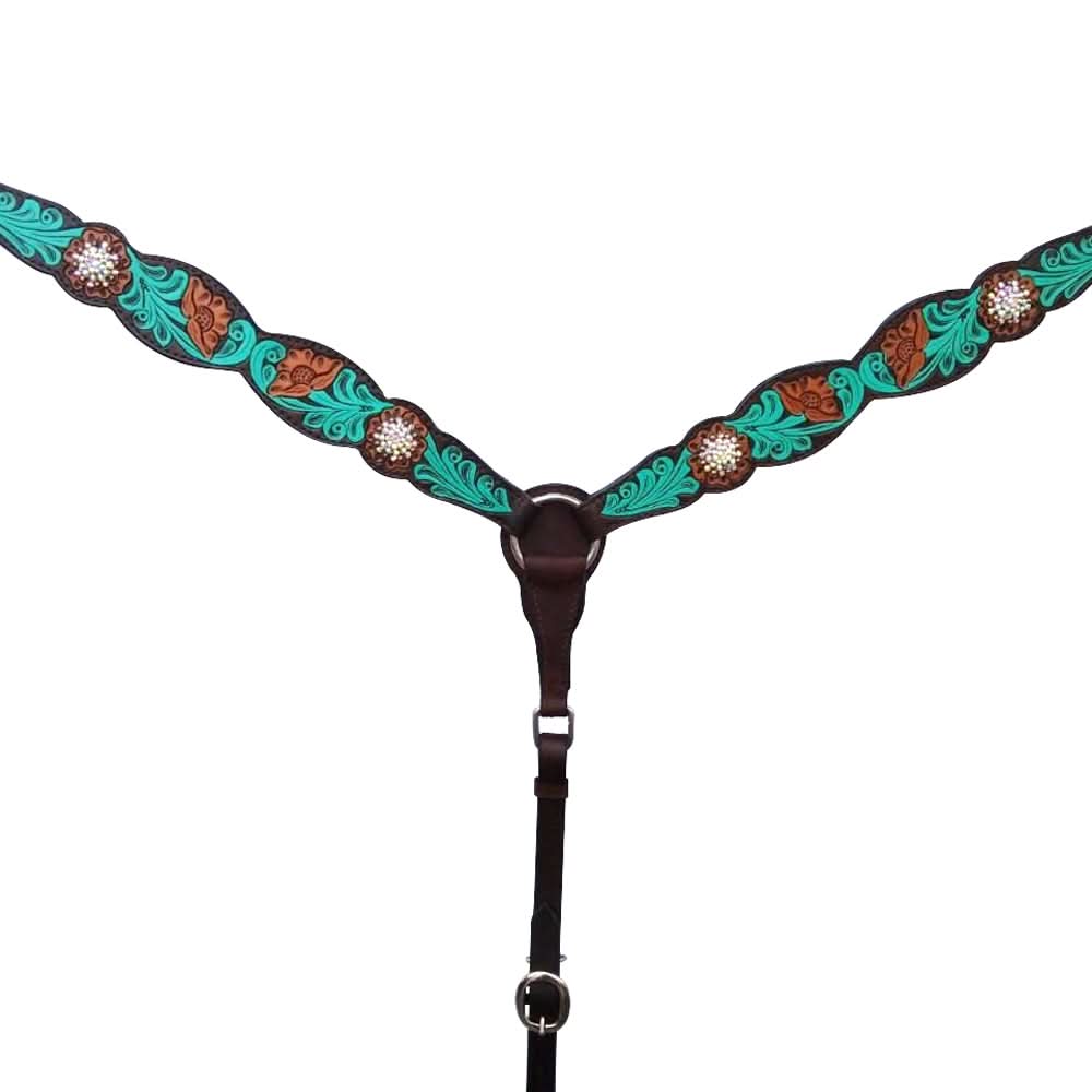 Bar H Equine American Leather Horse Saddle Tack One Ear Headstall | Breast Collar | Browband Headstall | Wither Strap | Tack Set for Horses Jora Autumn Collection