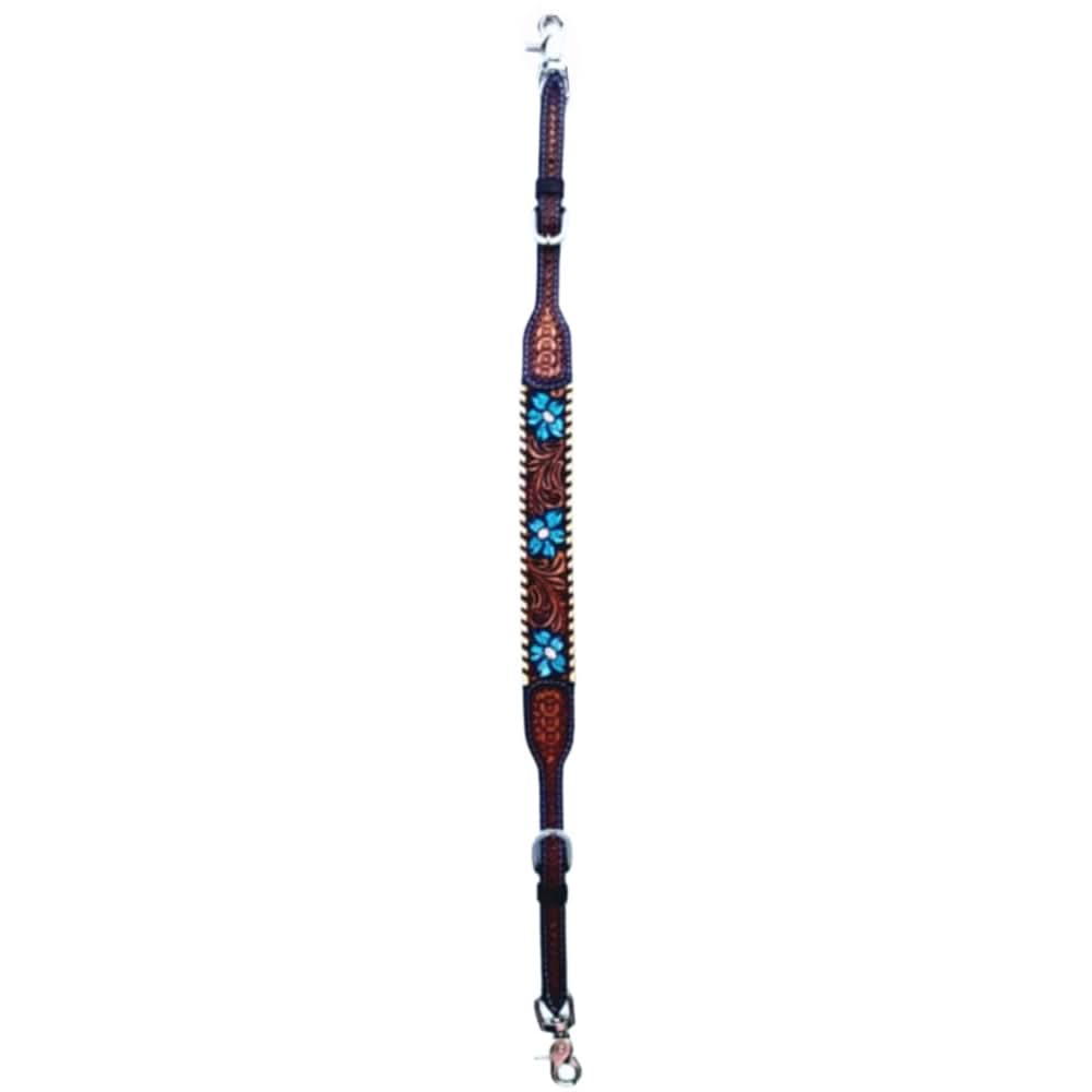 Bar H Equine American Leather Horse Saddle Tack One Ear Headstall | Breast Collar | Browband Headstall | Wither Strap | Tack Set for Horses Turquoise Bloom BER111