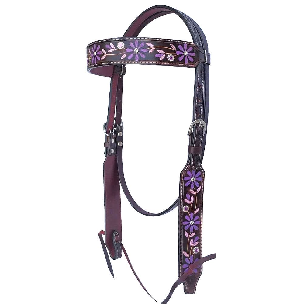 Bar H Equine American Leather Horse Saddle Tack One Ear Headstall | Breast Collar | Browband Headstall | Wither Strap | Tack Set for Horses BER116