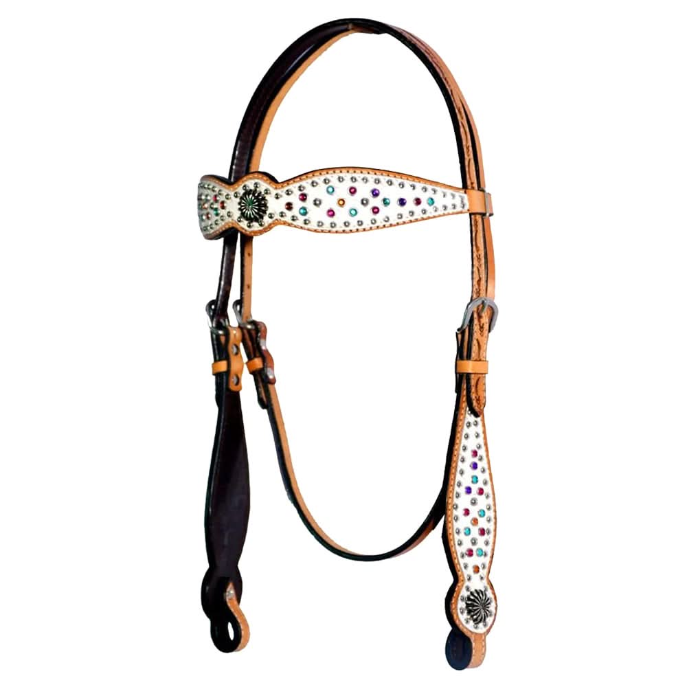 Bar H Equine Western Horse Pinwheel  Genuine American Leather Breast Collar Headstall Tack Set