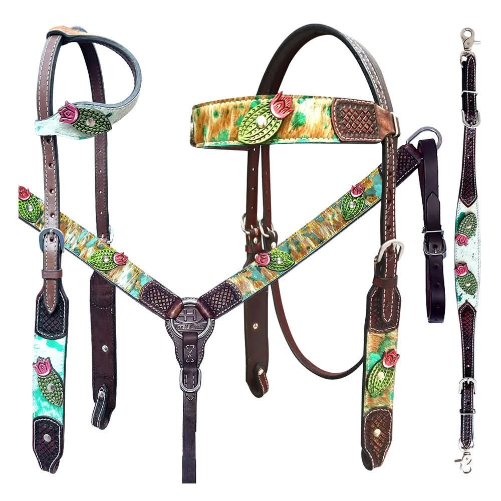 Bar H Equine Premium Hand Tooled Leather Stainless Steel Hardware One Ear Headstall Brown