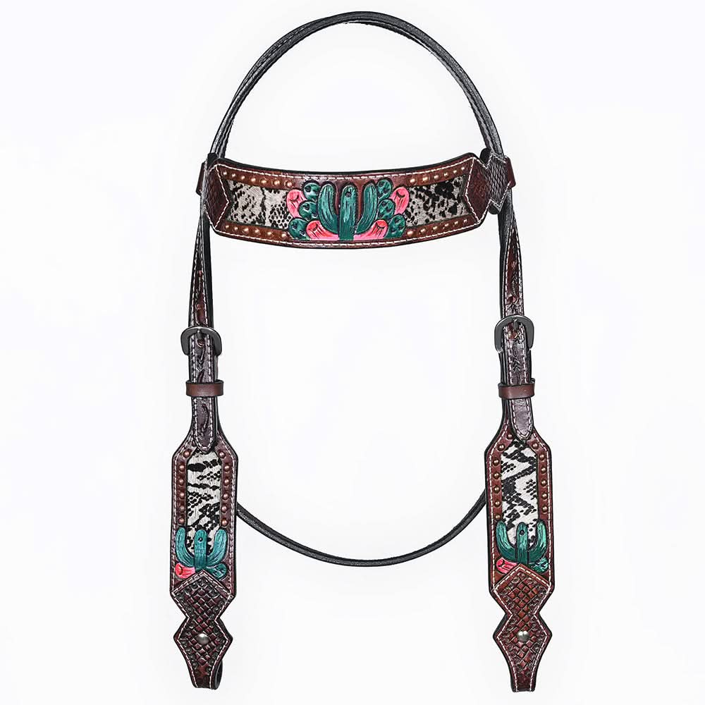 Bar H Equine American Leather Horse Saddle Tack One Ear Headstall | Breast Collar | Browband Headstall | Wither Strap | Tack Set for Horses BER170
