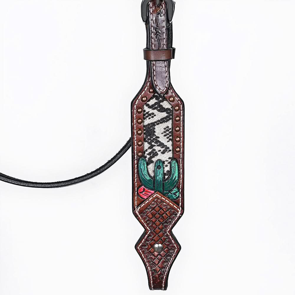 Bar H Equine American Leather Horse Saddle Tack One Ear Headstall | Breast Collar | Browband Headstall | Wither Strap | Tack Set for Horses BER170