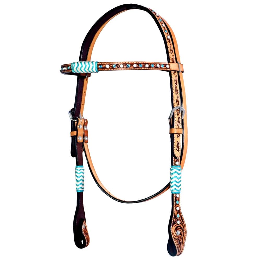 Bar H Equine American Leather Horse Saddle Tack One Ear Headstall | Breast Collar | Browband Headstall | Wither Strap | Tack Set BER209