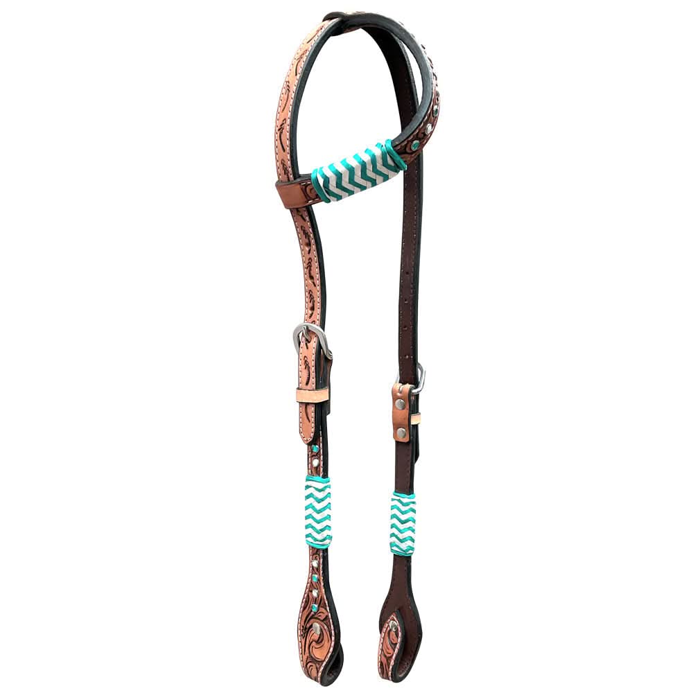 Bar H Equine American Leather Horse Saddle Tack One Ear Headstall | Breast Collar | Browband Headstall | Wither Strap | Tack Set BER209
