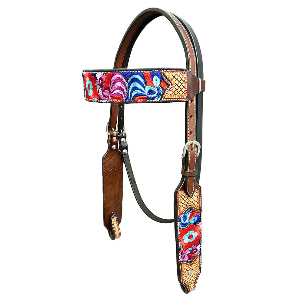 Bar H Equine Western Leather Horse Headstall & Breast Collar Brown