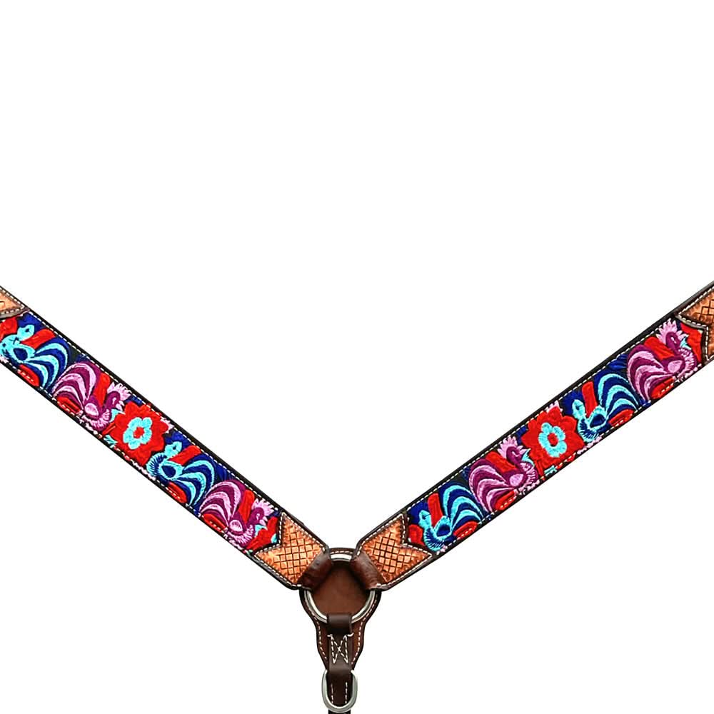 Bar H Equine Western Leather Horse Headstall & Breast Collar Brown