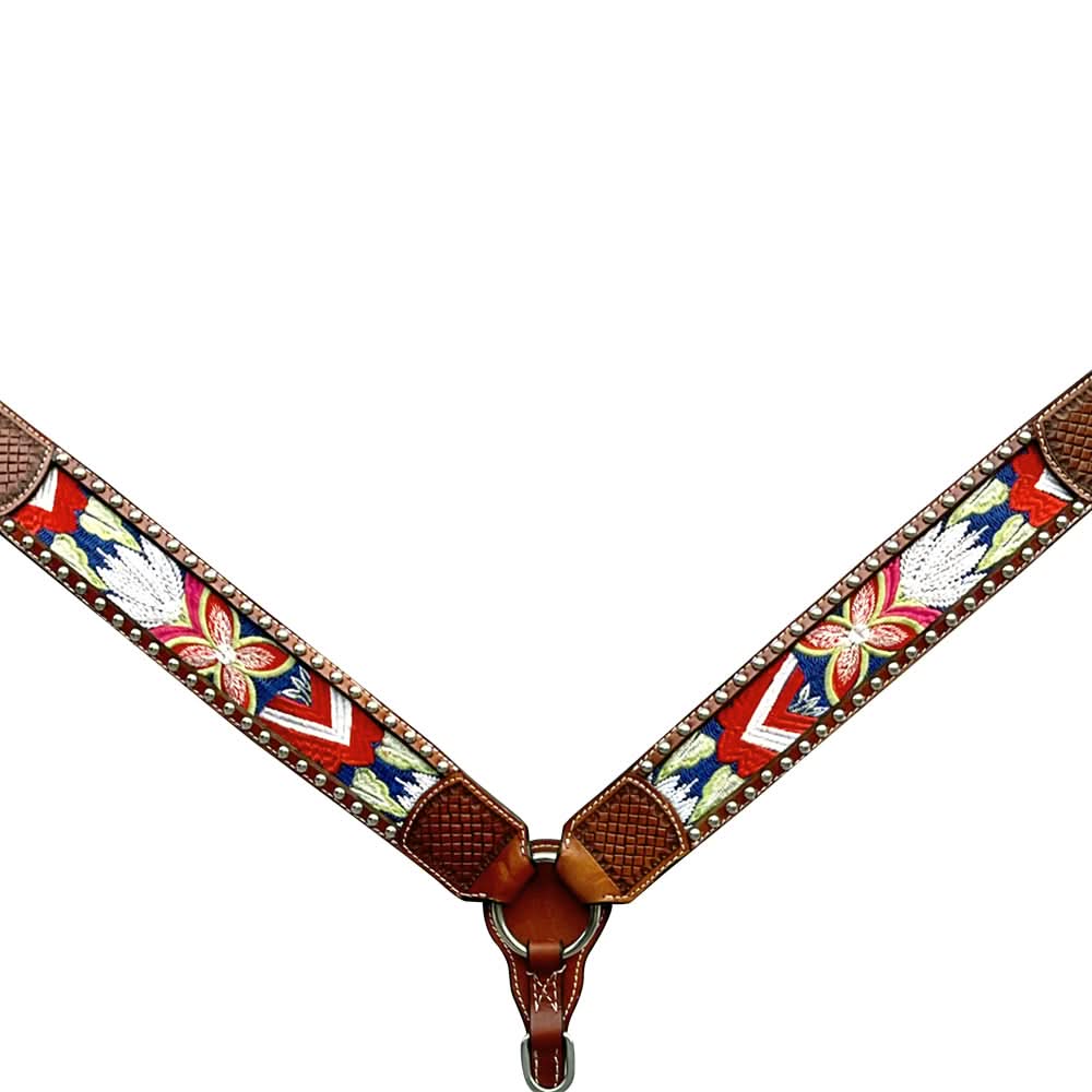 Bar H Equine Western Leather Horse Headstall & Breast Collar Brown
