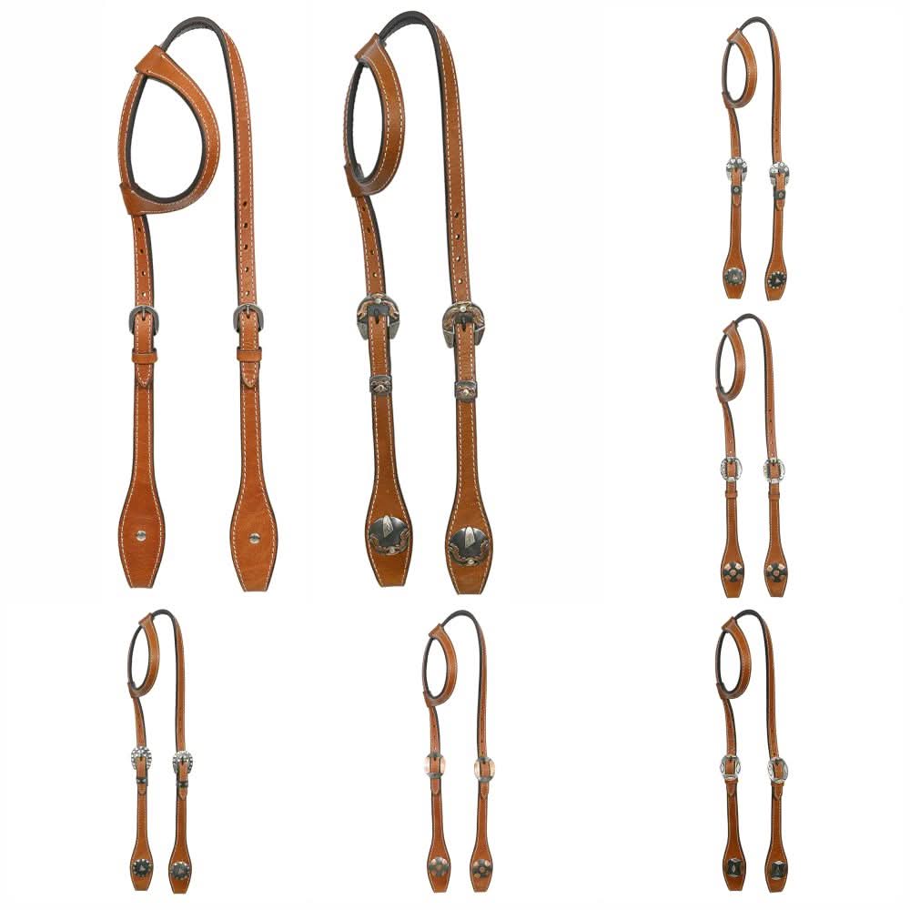 Hilason Western Horse Genuine Leather One Ear Headstall Bridle Engraved GS Concho Chestnut