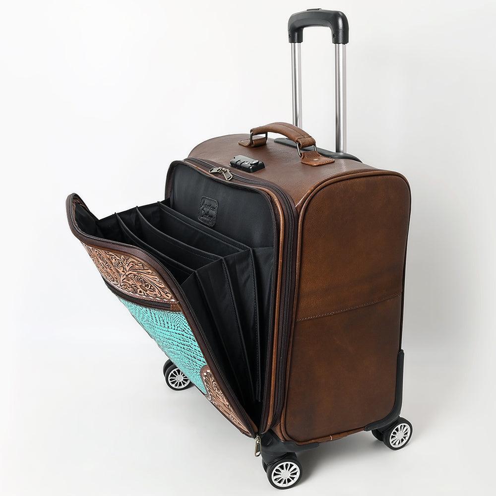 American Darling Travel Case Hand Tooled Crocodile embossed Genuine Leather women bag western handbag purse