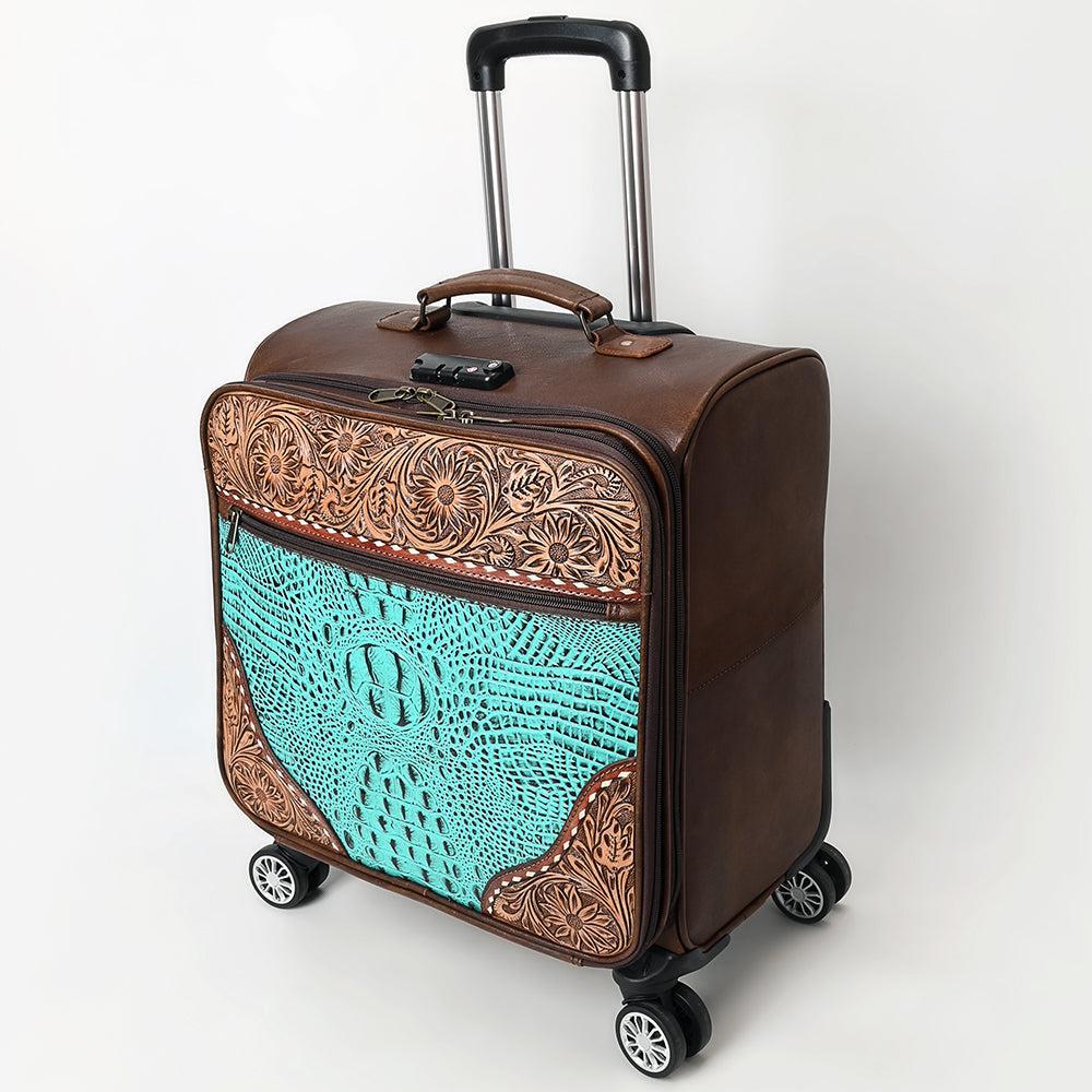 American Darling Travel Case Hand Tooled Crocodile embossed Genuine Leather women bag western handbag purse