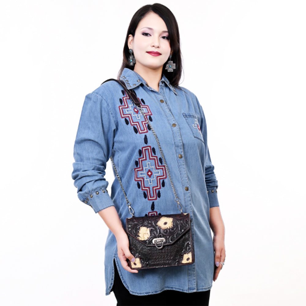 American Darling Crossbody Hand Tooled Genuine Leather Women Bag Western Handbag Purse