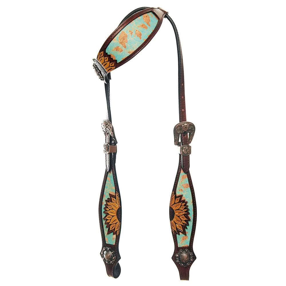 AMERICAN DARLING Western Horse One Ear Headstall Breast Collar Set Leather