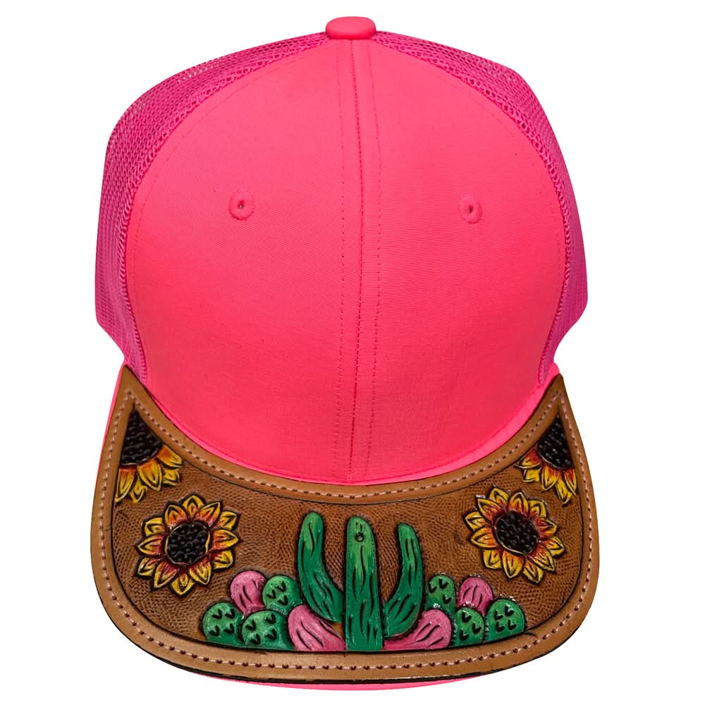 American Darling Men Women Adjustable Cap With Leather On Visor Red