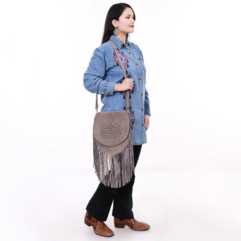 American Darling Crossbody Genuine Suede Leather Women's Bag Western Handbag Purse | Hand tooled