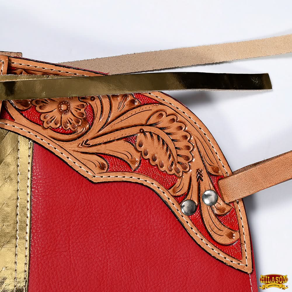 Hilason Western Pro Rodeo Bull Riding Chaps Leather Youth Kid