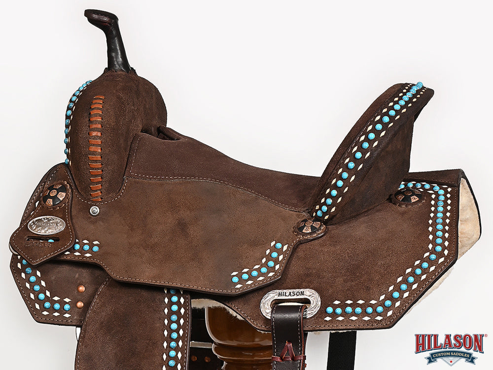 Hilason Western Horse Barrel Flex Tree Trail American Leather Saddle Brown