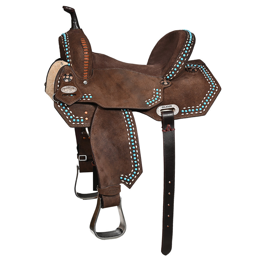 Hilason Western Horse Barrel Flex Tree Trail American Leather Saddle Brown