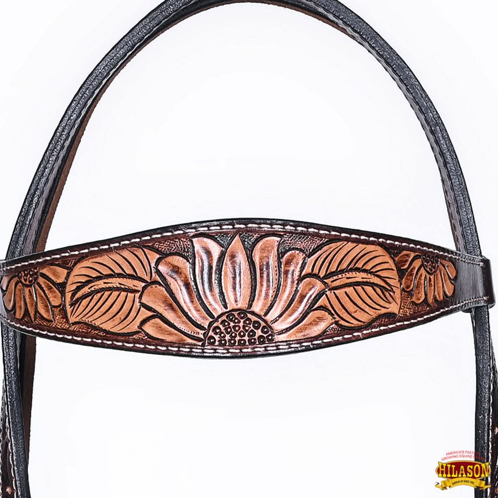 HILASON Western Horse Hand Carved American Leather Breast Collar Headstall