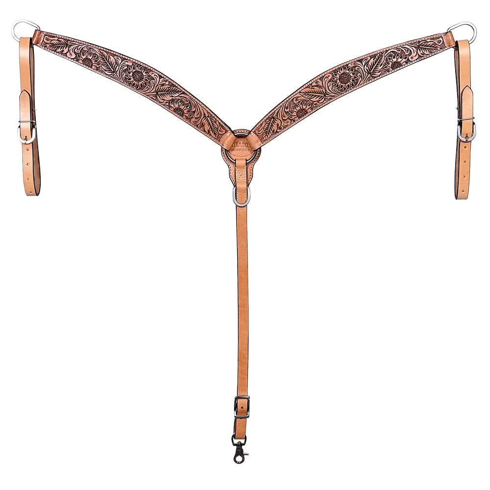 HILASON Western Horse Hand Carved American Leather Breast Collar Headstall