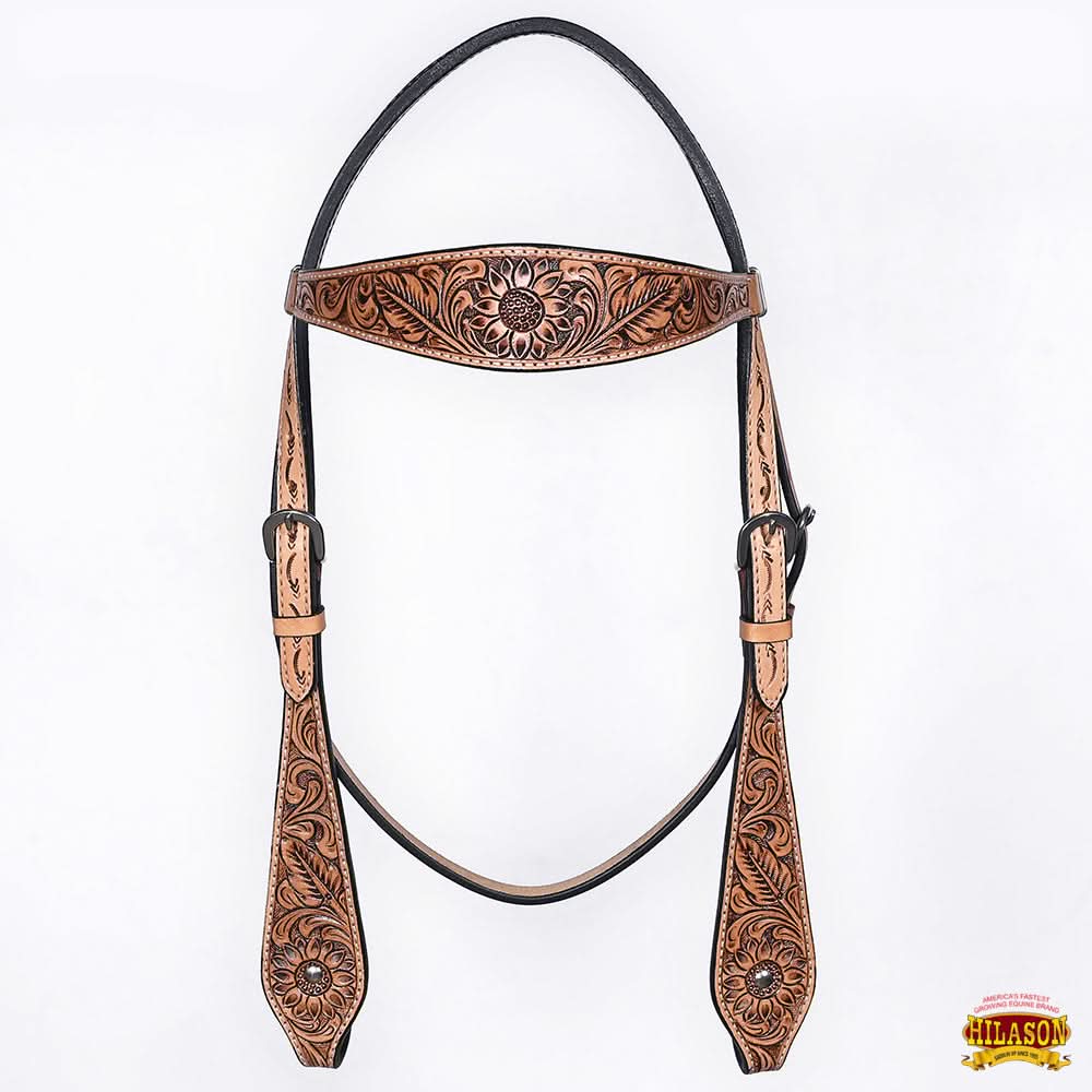 HILASON Western Horse Hand Carved American Leather Breast Collar Headstall