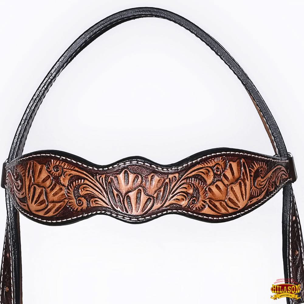 HILASON Western Horse Hand Carved American Leather Breast Collar Headstall