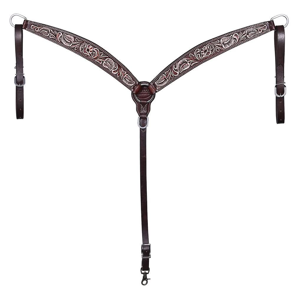 HILASON Western Horse Hand Carved American Leather Breast Collar Headstall