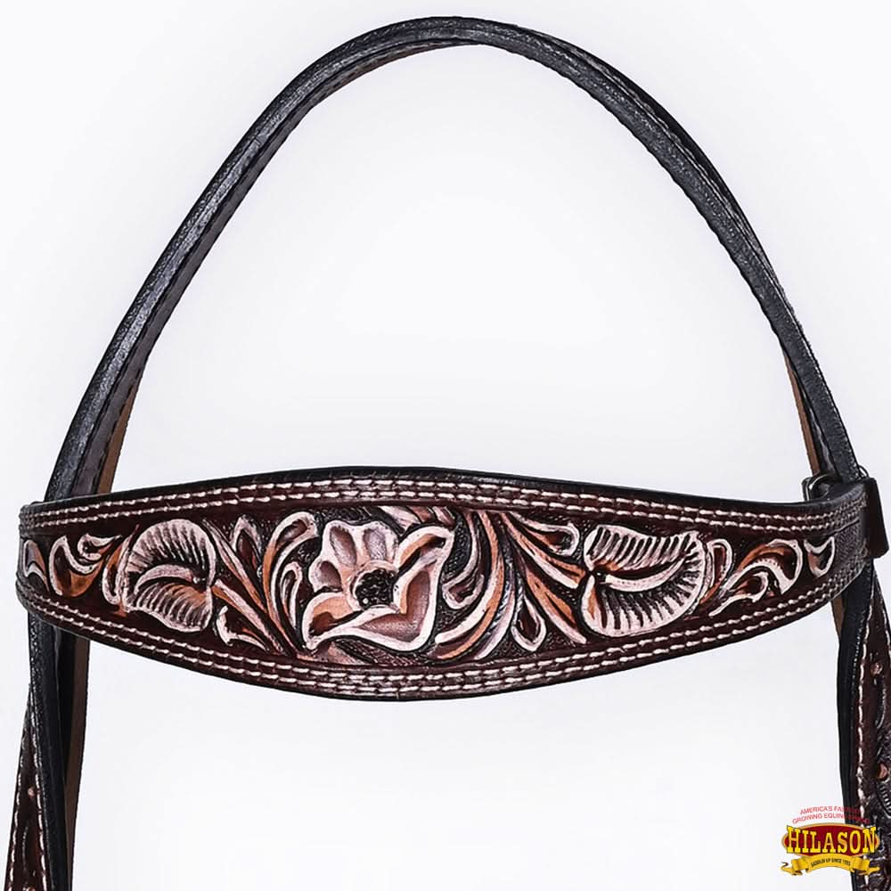 HILASON Western Horse Hand Carved American Leather Breast Collar Headstall
