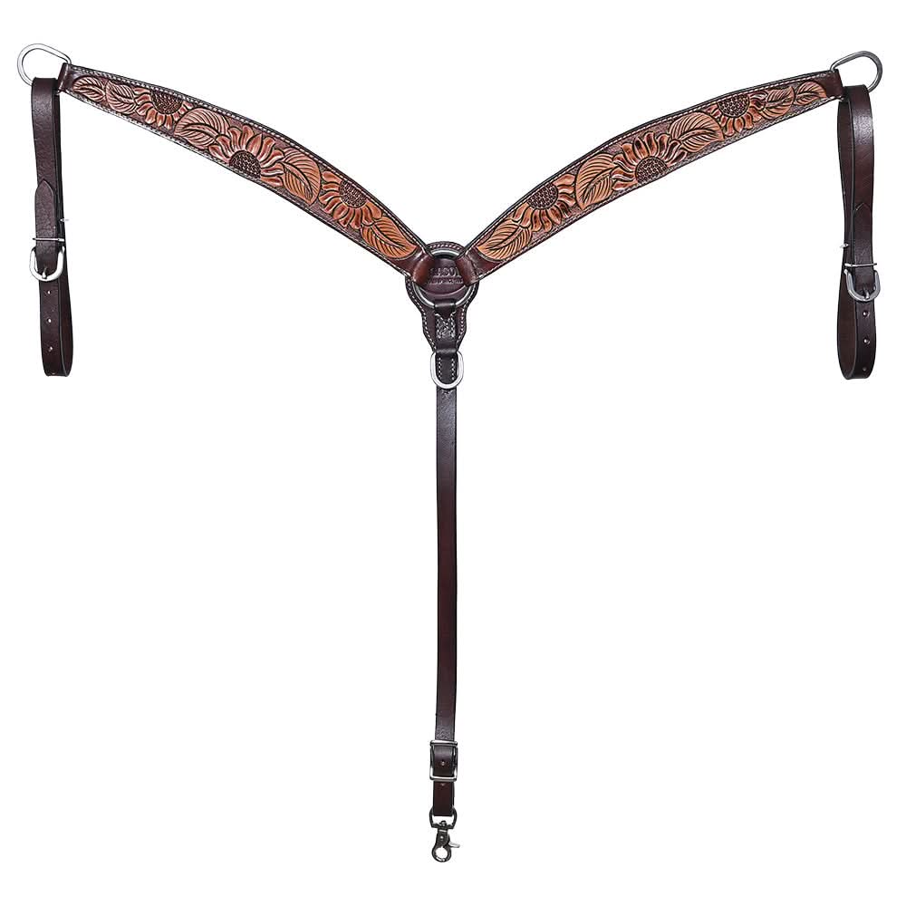 HILASON Western Horse Hand Carved American Leather Breast Collar Headstall